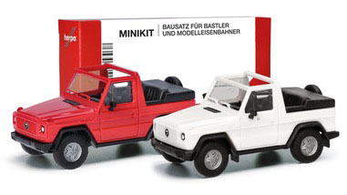 herpa Cars&Trucks 1/87 (プラスチック製製) ミニキット Puch G-クラス'89 ホワイト／レッド(2台セット)
