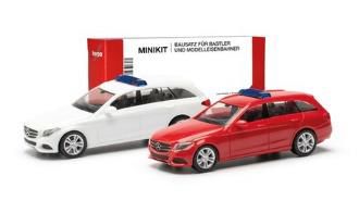 herpa Cars&Trucks 1/87 ミニキット メルセデスベンツ Cクラス ステーションワゴン 回転灯付 (2台セット)
