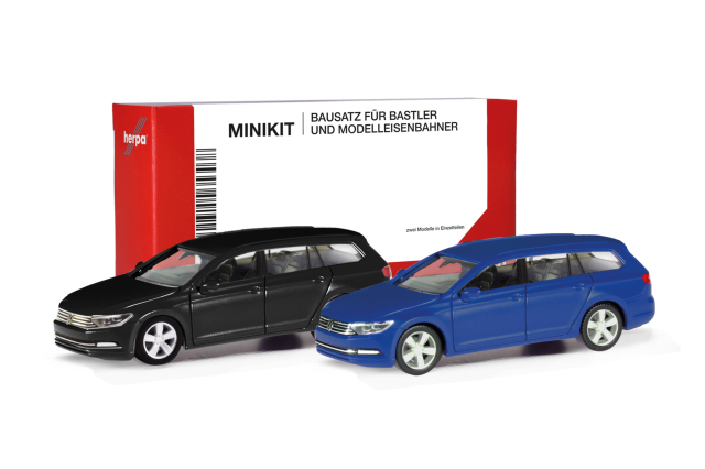 [予約]herpa Cars&Trucks 1/87 (プラスチック製) ミニキット フォルクスワーゲン  パサート ヴァリアントブラック＆ウルトラマリンブルー(2台セット)