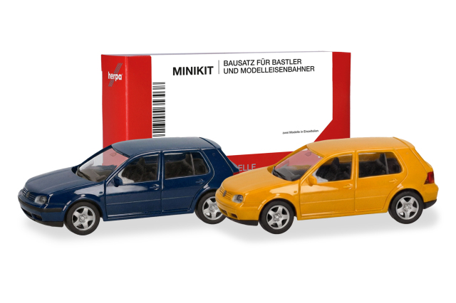 [予約]herpa Cars&Trucks 1/87 (プラスチック製) ミニキット フォルクスワーゲン ゴルフIV（4ドア）ブルー/イエロー (2台セット)