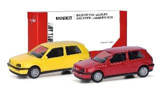 herpa Cars&Trucks 1/87 ミニキット フォルクスワーゲン ゴルフ III VR6 イエロー/レッド (2台セット）