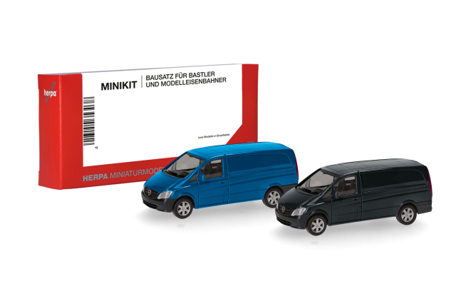 herpa Cars&Trucks 1/87 (プラスチック製) ミニキット メルセデスベンツ  ヴィトー・パネルバン ブラック/ゲンチアナブルー  (2台セット)