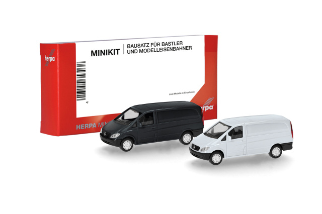 herpa Cars&Trucks 1/87 (プラスチック製) ミニキット メルセデスベンツ  ヴィトー・パネルバン ホワイト/ブラック (2台セット)