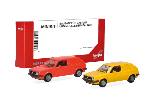 [予約]herpa Cars&Trucks 1/87 (プラスチック製) ミニキット フォルクスワーゲン  ゴルフII  2ドア  ブライトレッド＆イエロー (2台セット)