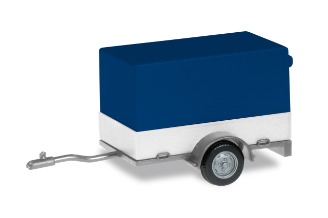 herpa Cars&Trucks 1/87 (プラスチック製) カーキャンバストレーラー 1軸  ブルー/ホワイト