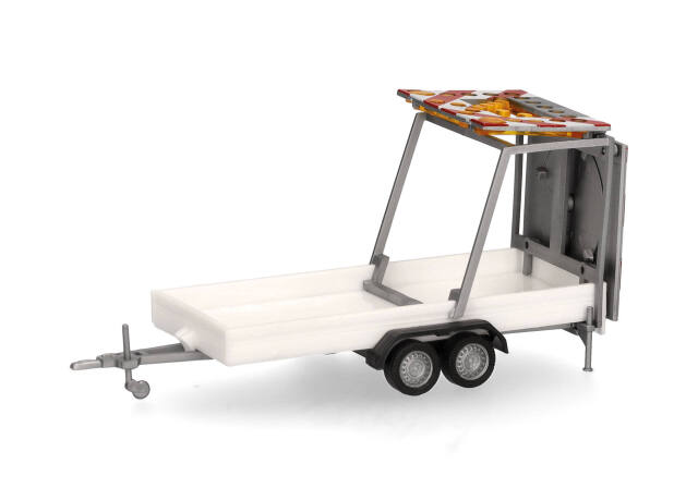 [予約]herpa Cars&Trucks 1/87 (プラスチック製)  交通安全トレーラー 2軸ホワイト
