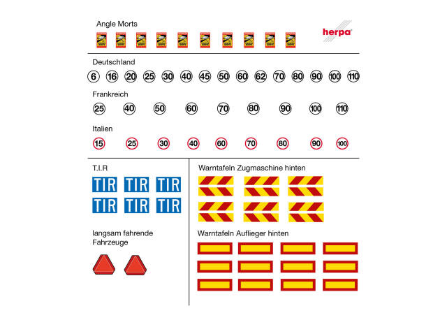 herpa Cars&Trucks 1/87 (プラスチック製) 警告標識ステッカーシート (10枚入)