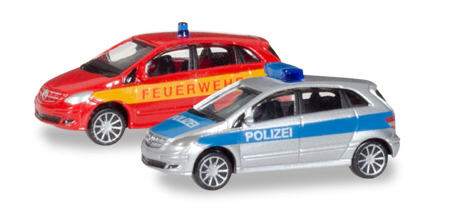 herpa Cars&Trucks 1/160 MB B-Klasse警察車両/消防車両セット