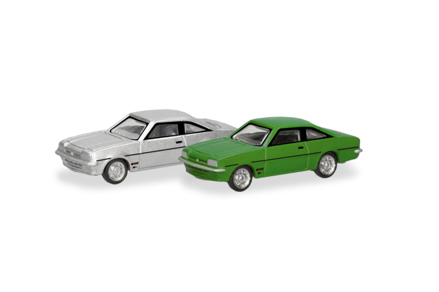 [予約]herpa Cars&Trucks 1/160 (プラスチック製) Nスケール オペル マンタB シルバー/シグナルグリーン (2台セット)