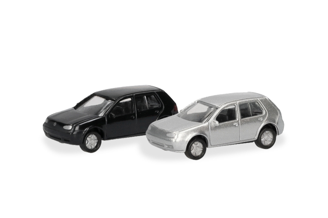 [予約]herpa Cars&Trucks 1/160 (プラスチック製) Nスケール フォルクスワーゲン  ゴルフIV ブラック/シルバー  (2台セット)