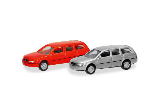 [予約]herpa Cars&Trucks 1/160 (プラスチック製) Nスケール フォルクスワーゲン  パサート ヴァリアント  レッド/シルバー (2台セット)