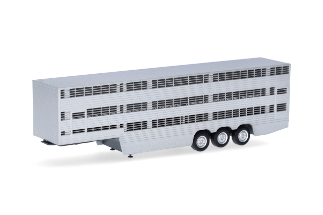 [予約]herpa Cars&Trucks 1/87 (プラスチック製) 家畜輸送セミトレーラー 3軸 シルバー ブラックシャーシ