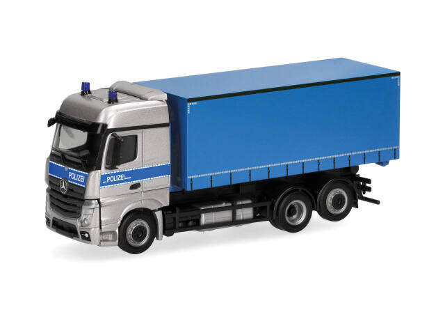 herpa Cars&Trucks 1/87 (プラスチック製)  メルセデスベンツ アクトロス ストリームスペース スワップボディトラック機動隊メクレンブルク・ 西ポメラニア
