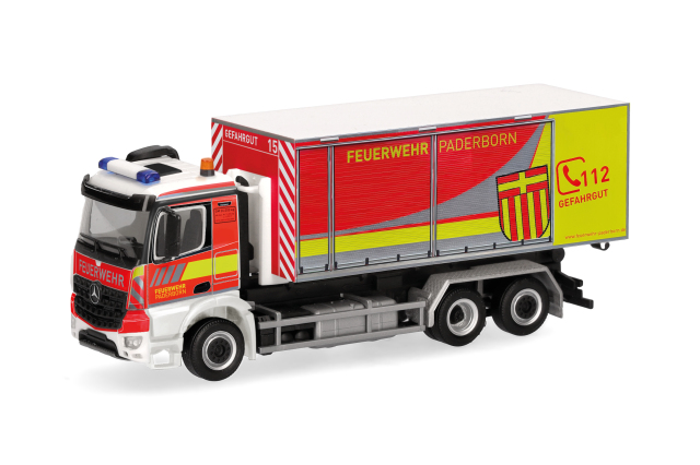 [予約]herpa Cars&Trucks 1/87  (プラスチック製) メルセデスベンツ アロクス M  交換式トラック  パーダーボルン消防隊