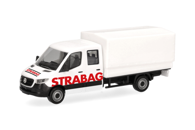 [予約]herpa Cars&Trucks 1/87 (プラスチック製) メルセデスベンツ スプリンター  '18 ダブルキャビン ターポリン付  "STRABAG"（オーストリア）