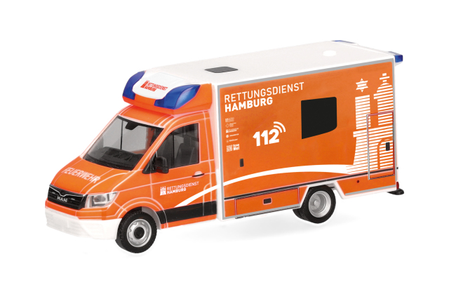[予約]herpa Cars&Trucks 1/87 (プラスチック製) MAN TGE ファーテック救急車 "ハンブルク消防隊"
