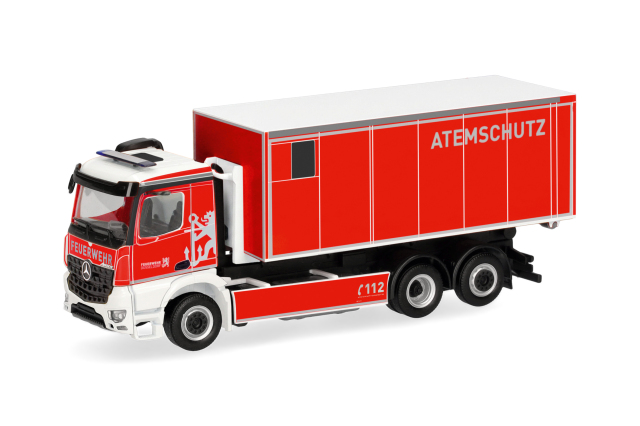 [予約]herpa Cars&Trucks 1/87 (プラスチック製) メルセデス・ベンツ アロクス M 交換式トラック "デュッセルドルフ消防局/呼吸器保護"