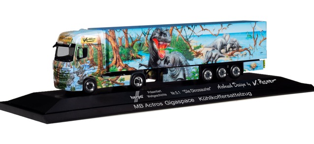 herpa Cars&Trucks 1/87 メルセデス ベンツ アクトロス ギガ スペース 冷蔵ボックス セミトレーラー Herpa Weltgeschichte Nr. 5.1, Die Dinosaurier