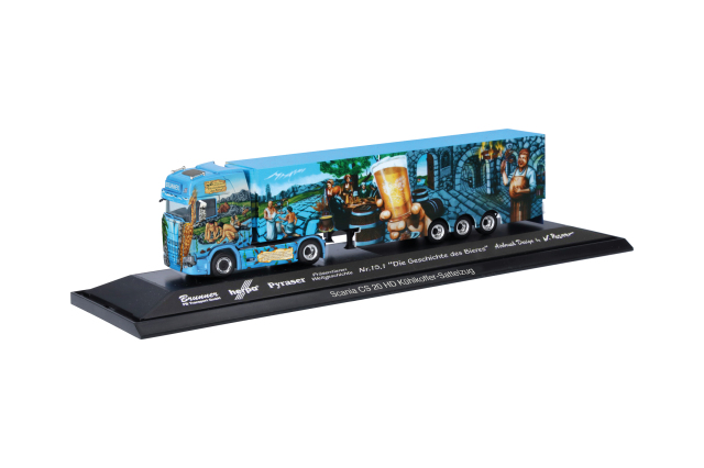 [予約]herpa Cars&Trucks 1/87 (プラスチック製) スカニア CS20 ハイルーフ 冷蔵ボックスセミトレーラー "The History of beer/PB Transporte"