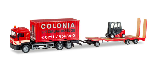 herpa Cars&Trucks 1/87 (プラスチック製製) MAN F 90 コンテナトラックwith ゴールドホッファーTU3フォークリフト付き "Colonia"