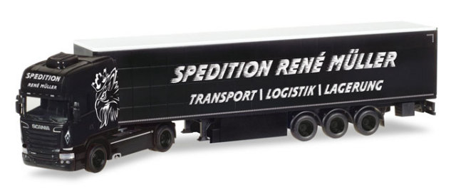herpa Cars&Trucks 1/87 スカニア R tL カーテンキャンバス セミトレーラー "Rene Muller Transporte"
