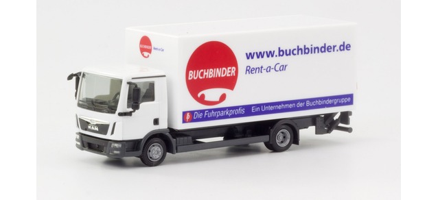 herpa Cars&Trucks 1/87 MAN TGL ボックストラック リフトゲート付き Buchbinder レンタカー