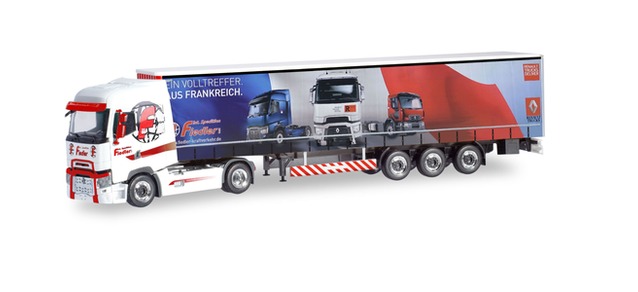 herpa Cars&Trucks 1/87 ルノー T カーテンキャンバス セミトレーラー "Fiedler Transporte"