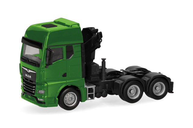 [予約]herpa Cars&Trucks 1/87 (プラスチック製) MAN TGX GX クレーン付 リジッドトラクター 3軸 グリーン