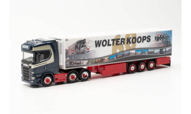 herpa Cars&Trucks 1/87 Scania CS 20 HD 6x2 冷蔵ボックスセミトレーラー トラック “Wolter Koops 60 Jahre”