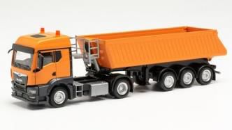 herpa Cars&Trucks 1/87 MAN TGS TM Schmitz ダンプ セミトレーラー トラクターオレンジ