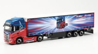 herpa Cars&Trucks 1/87 イベコ S-Way カーテンキャンバス セミトレーラー “Magirus Edition / Müller-Pischa”