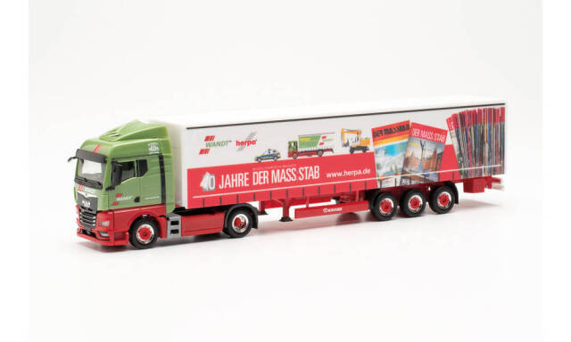 herpa Cars&Trucks 1/87 MAN TGX GM カーテンキャンバス セミトレーラー “Wandt / 40 Jahre Der Mass:stab”