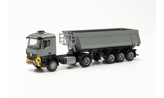 herpa Cars&Trucks 1/87 メルセデスベンツ アロクス M Schmitz Cargobull ダンプセミトレーラー グレー／イエロー