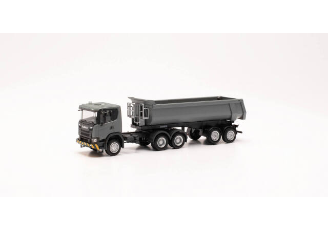 herpa Cars&Trucks 1/87 スカニア CG 17 6x6 ダンプセミトレーラー 3/2 グレー/イエロー