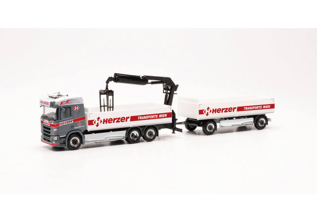 herpa Cars&Trucks 1/87 スカニア CR 20 ND フラットベッド トレーラー “Herzer”