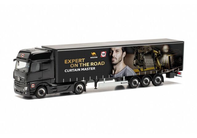 ミニカー　1/87 メルセデスベンツアクトロス ギガスペース カーテンキャンバスセミトレーラー “Wielton / TIP” [HE316927] herpa Cars&Trucks 1/87 メルセデスベンツ アクトロス ギガ