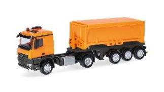 herpa Cars&Trucks 1/87 (プラスチック製) メルセデスベンツ アロクス クラ シックスペース コンテナセミトレーラー オレンジ