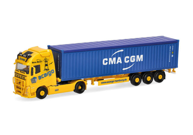 herpa Cars&Trucks 1/87 (プラスチック製) ボルボ FH GL XL 2020 コンテナ セミトレーラー "acargo/CMA-CGM"