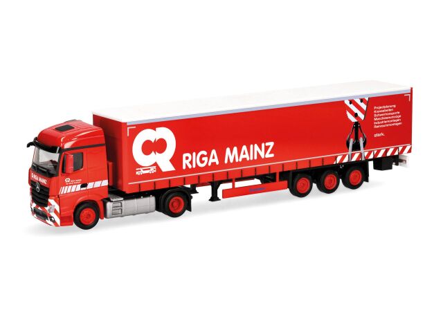 herpa Cars&Trucks 1/87 (プラスチック製) メルセデスベンツ Actros ストリームスペースキャンバスセミト レーラー "Riga Mainz"