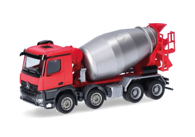 herpa Cars&Trucks 1/87 (プラスチック製) メルセデスベンツ アロクス Mコンクリートミキサー車 4軸 レッド/シルバー