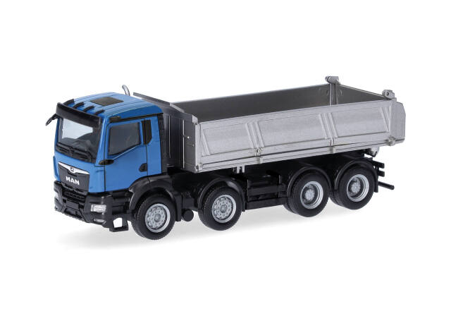 herpa Cars&Trucks 1/87 (プラスチック製) MAN TGS NN ダンプトラック 4軸ブルー/シルバー