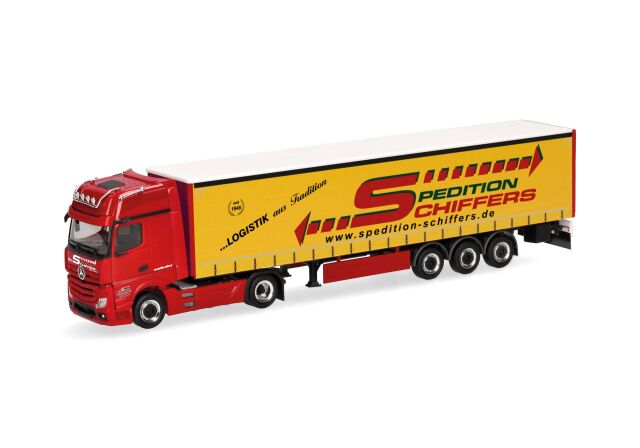 herpa Cars&Trucks 1/87 (プラスチック製) メルセデスベンツ アクトロス ギガスペース カーテンキャンバスセミ トレーラー "Spedition Schiffers"