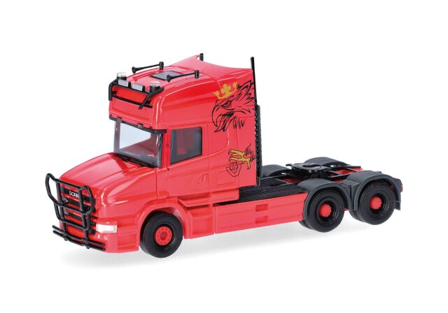 herpa Cars&Trucks 1/87 (プラスチック製) スカニア ハウバー 04 トップライン リジッドトラクター 3軸 レッド