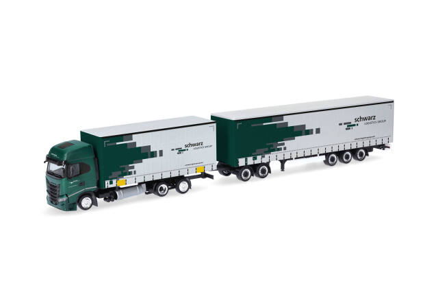 [予約]herpa Cars&Trucks 1/87 (プラスチック製) イベコ S-way カーテンキャンバ ストレーラー (ロングトラック) "Spedition Schwarz"