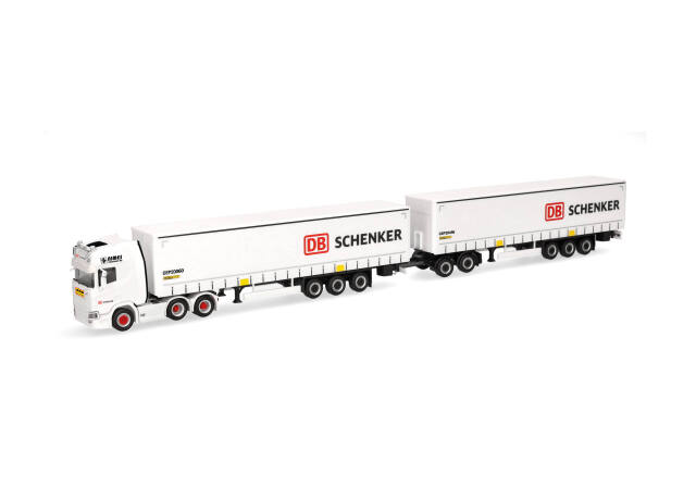 [予約]herpa Cars&Trucks 1/87 (プラスチック製) スカニア CR20 HD 冷蔵ボックスセミトレーラー セカンドトレーラー付(ロングトラック) "DB Schenker