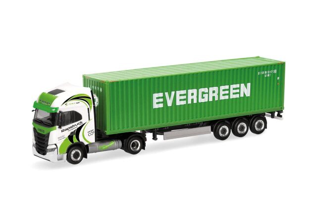 [予約]herpa Cars&Trucks 1/87 (プラスチック製) イベコ S-way LNG 40ft コンテナ セミトレーラー "Rapstrucks / Evergreen"