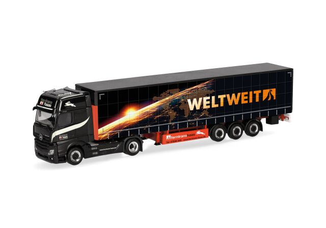 herpa Cars&Trucks 1/87 (プラスチック製) メルセデスベンツ アクトロス L'18 ギガスペース カーテンキャンバスセミトレーラー "Ferntrans Haas/worldwide"