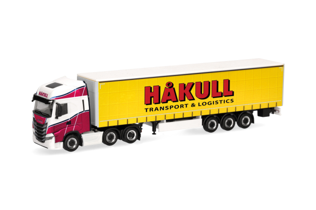 [予約]herpa Cars&Trucks 1/87 (プラスチック製) イベコ S-Way カーテンキャンバスセミトレーラー "Hakull" (ノルウェー)