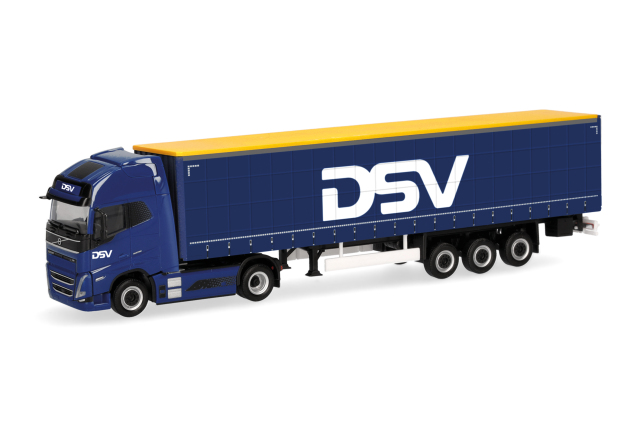 [予約]herpa Cars&Trucks 1/87 (プラスチック製) ボルボ FH GL XL 2020  電動カーテンキャンバスセミトレーラー "DSV"（デンマーク）