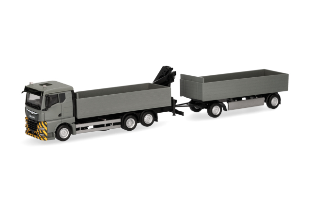 [予約]herpa Cars&Trucks 1/87 (プラスチック製) MAN TGX GN クレーン付  プランクベッドトレーラー
